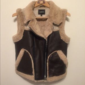 Faux Leather Sherpa Vest